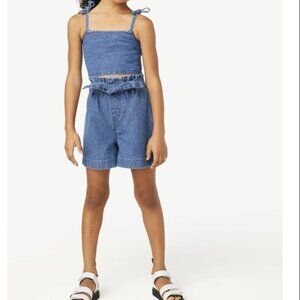 Girls' Denim Cropped Tank and Shorts
